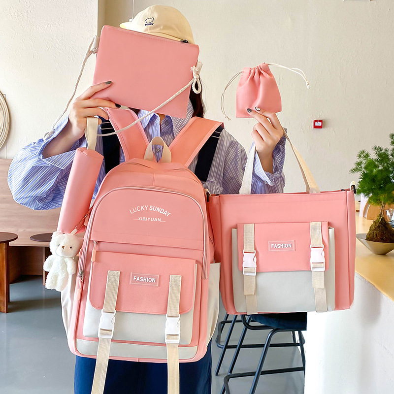 Ensemble de sacs d’école Kawai pour adolescents 5Pcs YISIYUAN Bleu – محفظة 5 قطع كاواي أزرق - Image 2